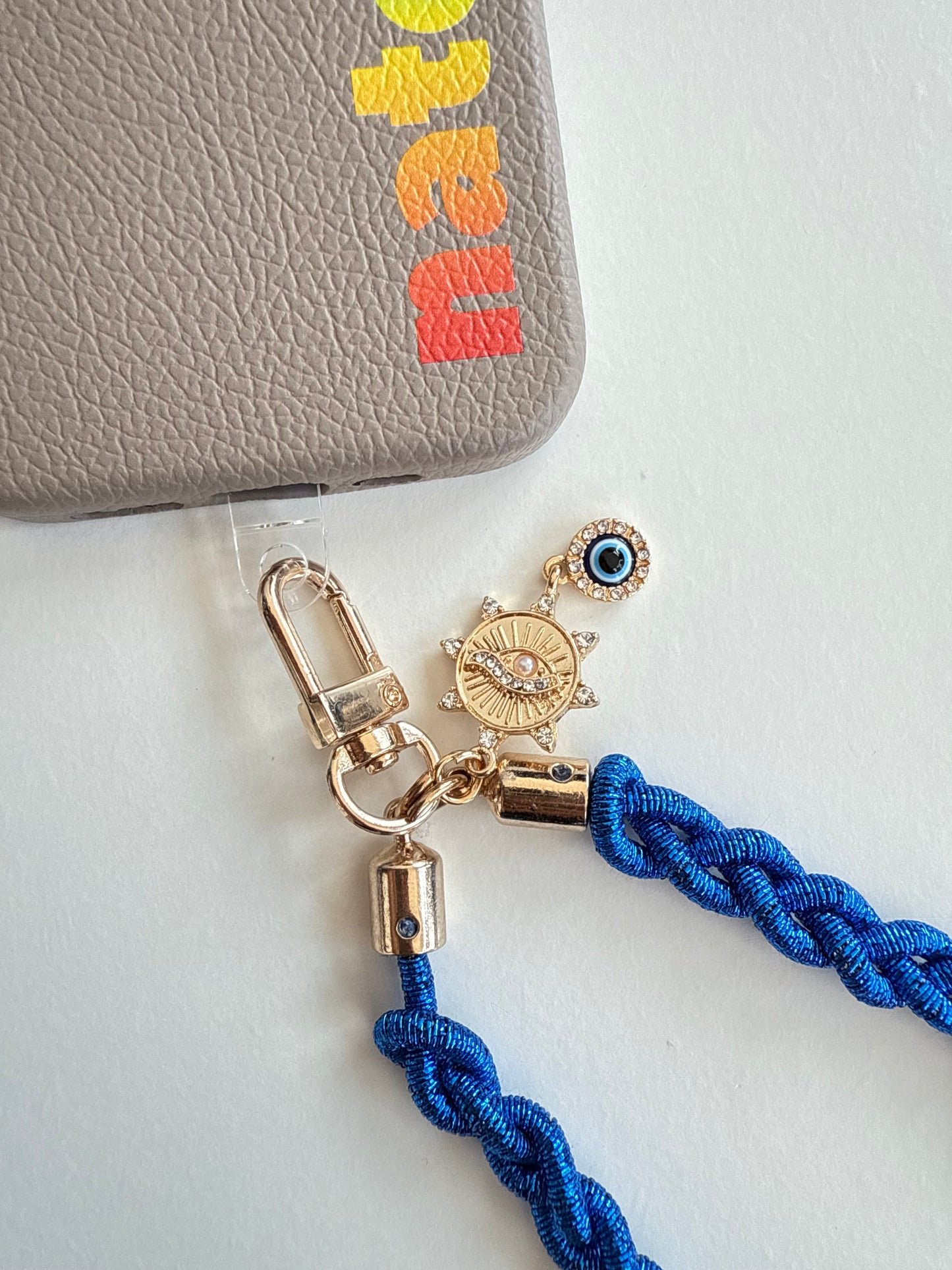 Metallic Braided Strap with Evil Eye Charm - Royal Blue