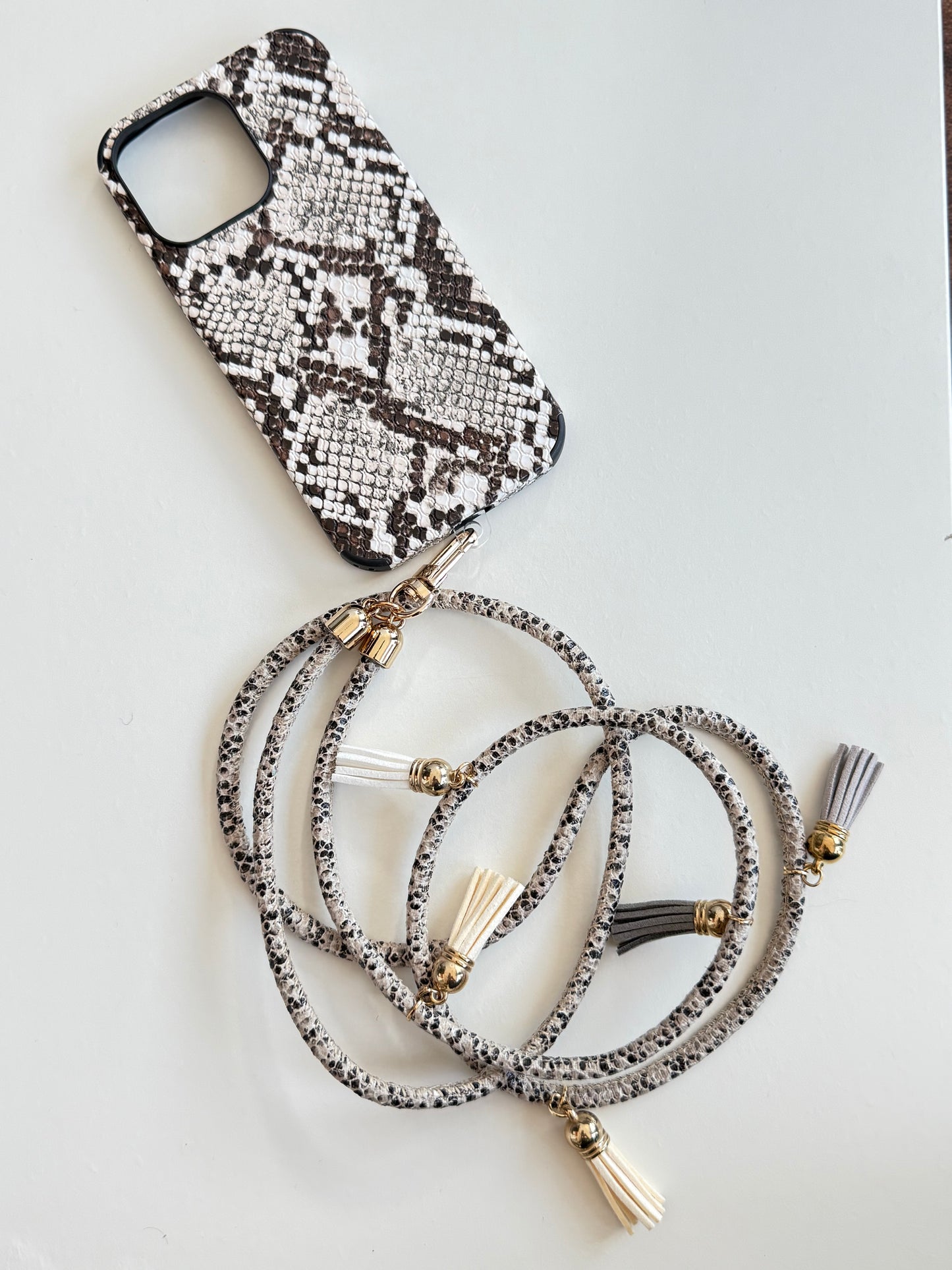 Faux leather Animal Print Crossbody Phone Lanyard