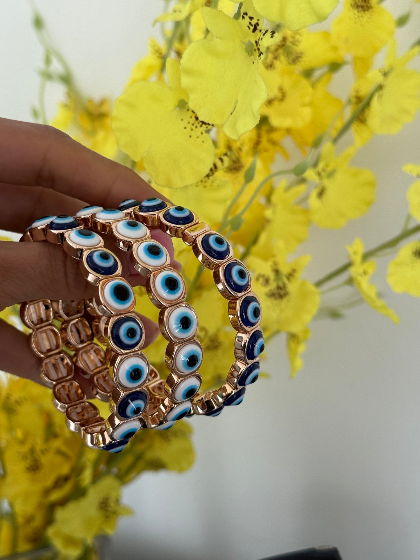Brass Enamel Evil Eye Bracelets