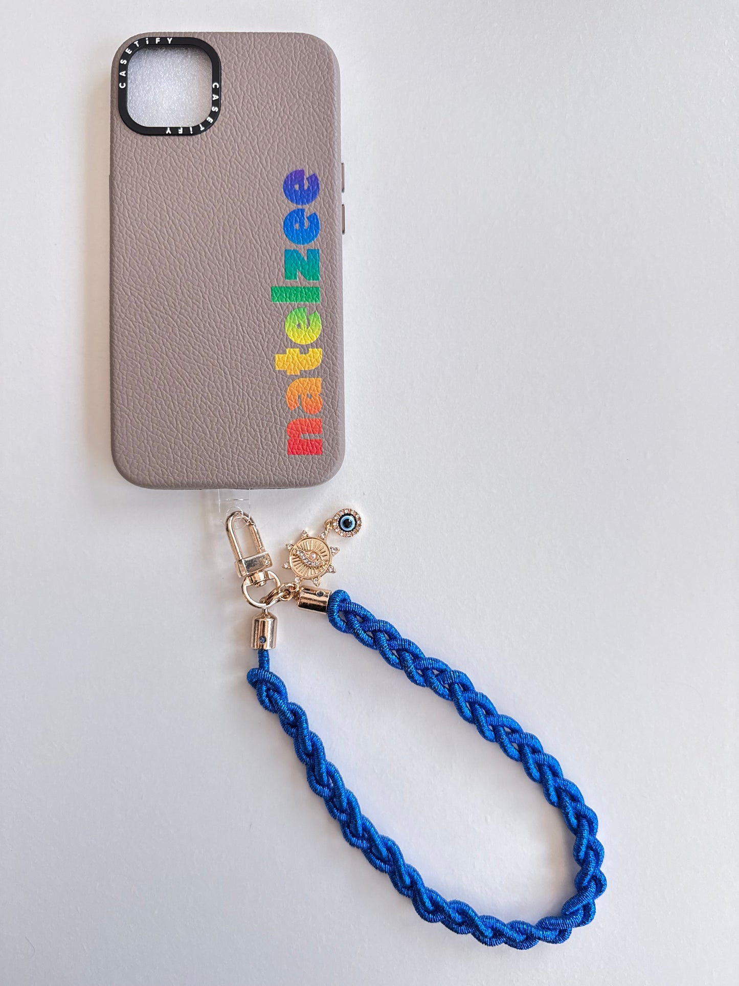 Metallic Braided Strap with Evil Eye Charm - Royal Blue