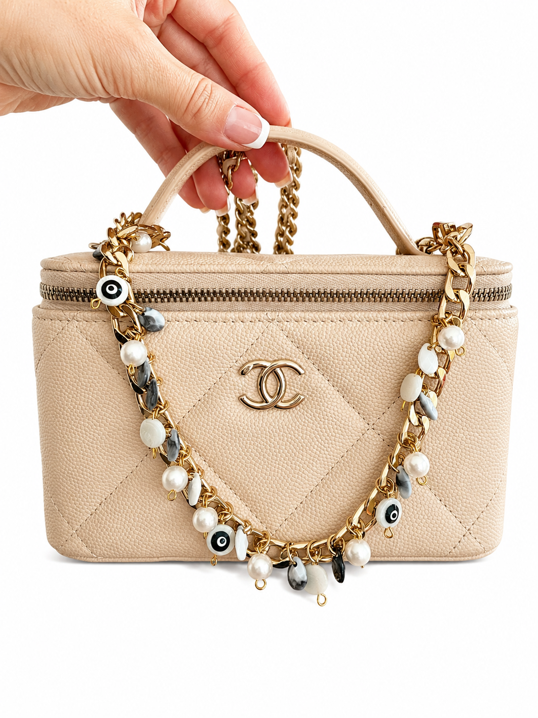 Black & White Evil Eye Charm Wristlet
