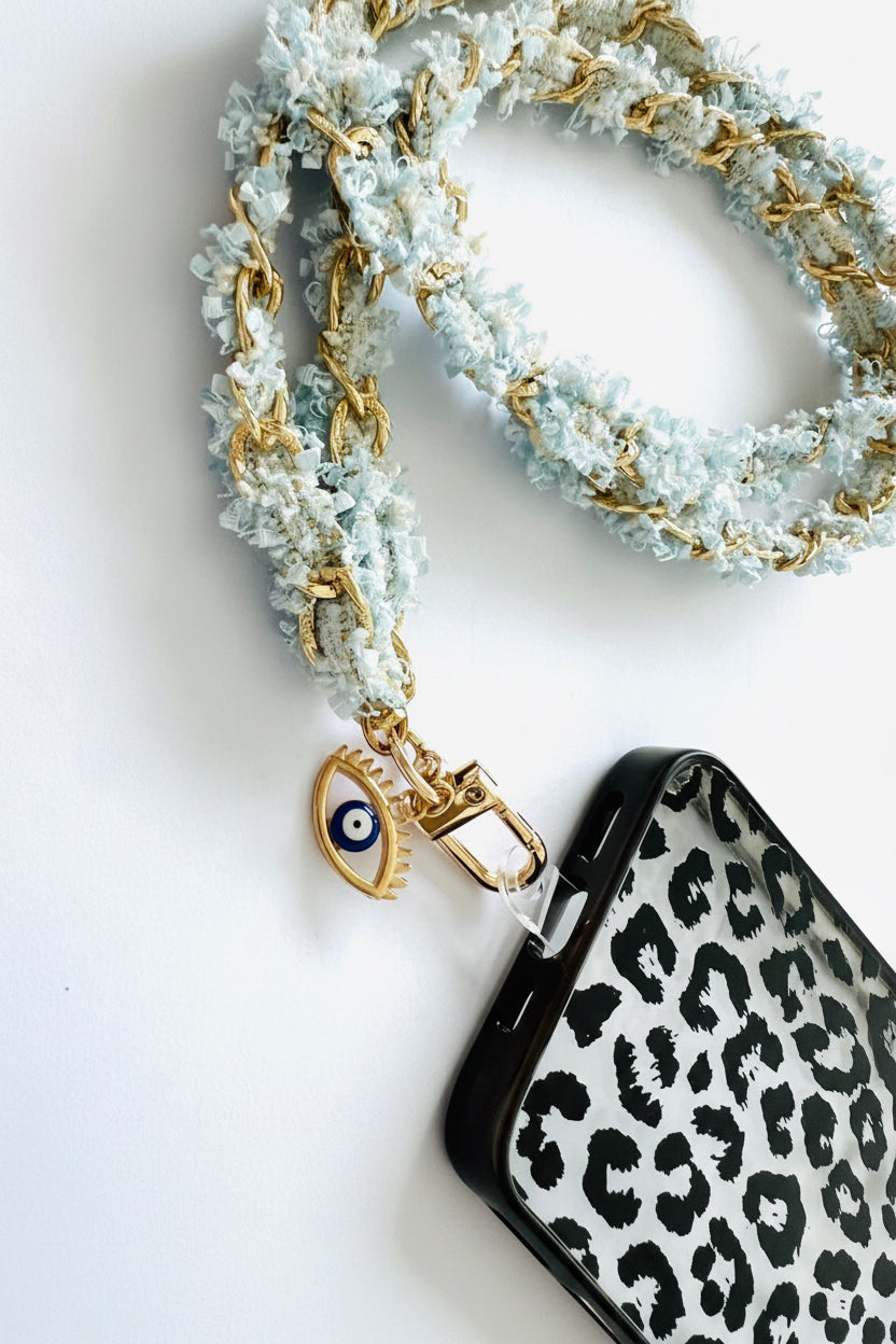 Sky Blue Tweed Lanyard