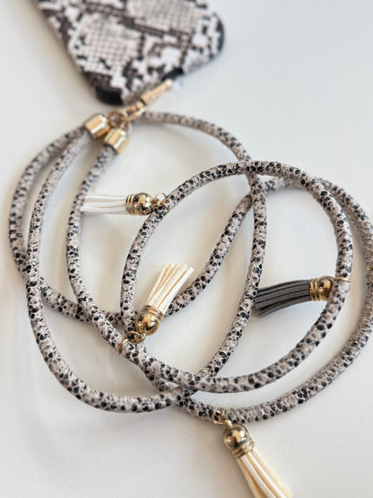 Faux leather Animal Print Crossbody Phone Lanyard