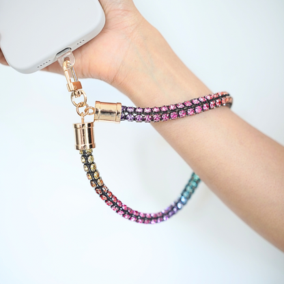 Chunky Crystal Phone Wristlet - Multi Coloured