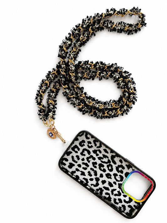 Black & White Tweed Lanyard