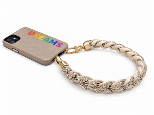 Crystal braided wristlet - White