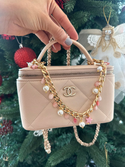 Gold and pink pearl and star bauble wristlet
