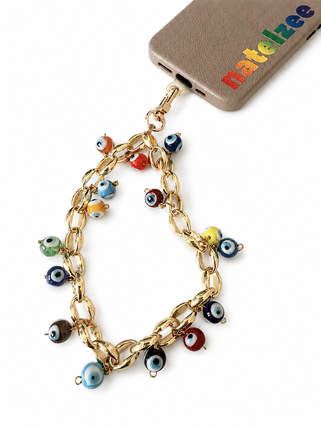 Rainbow Evil Eye Charm Wristlet