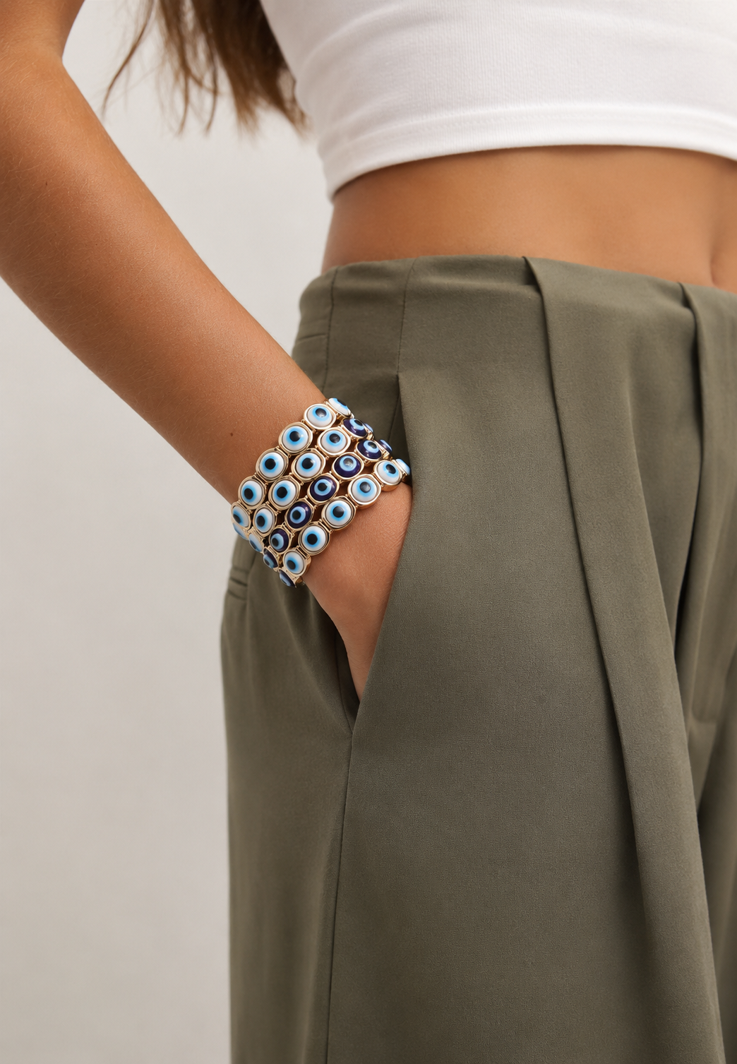 Evil Eye Bracelet Navy & White