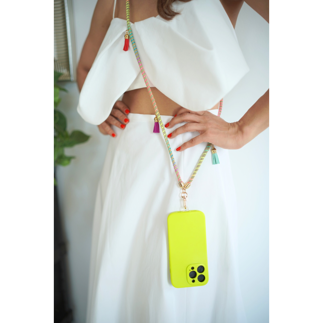 Foam Wrapped Crossbody Phone Lanyard - Gold and Neon