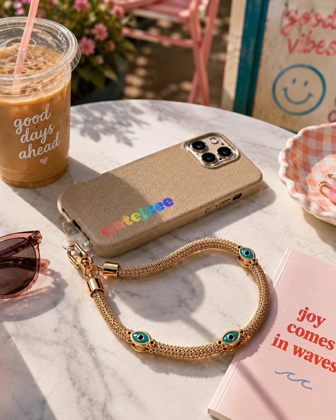 Champagne Evil Eye Wristlet