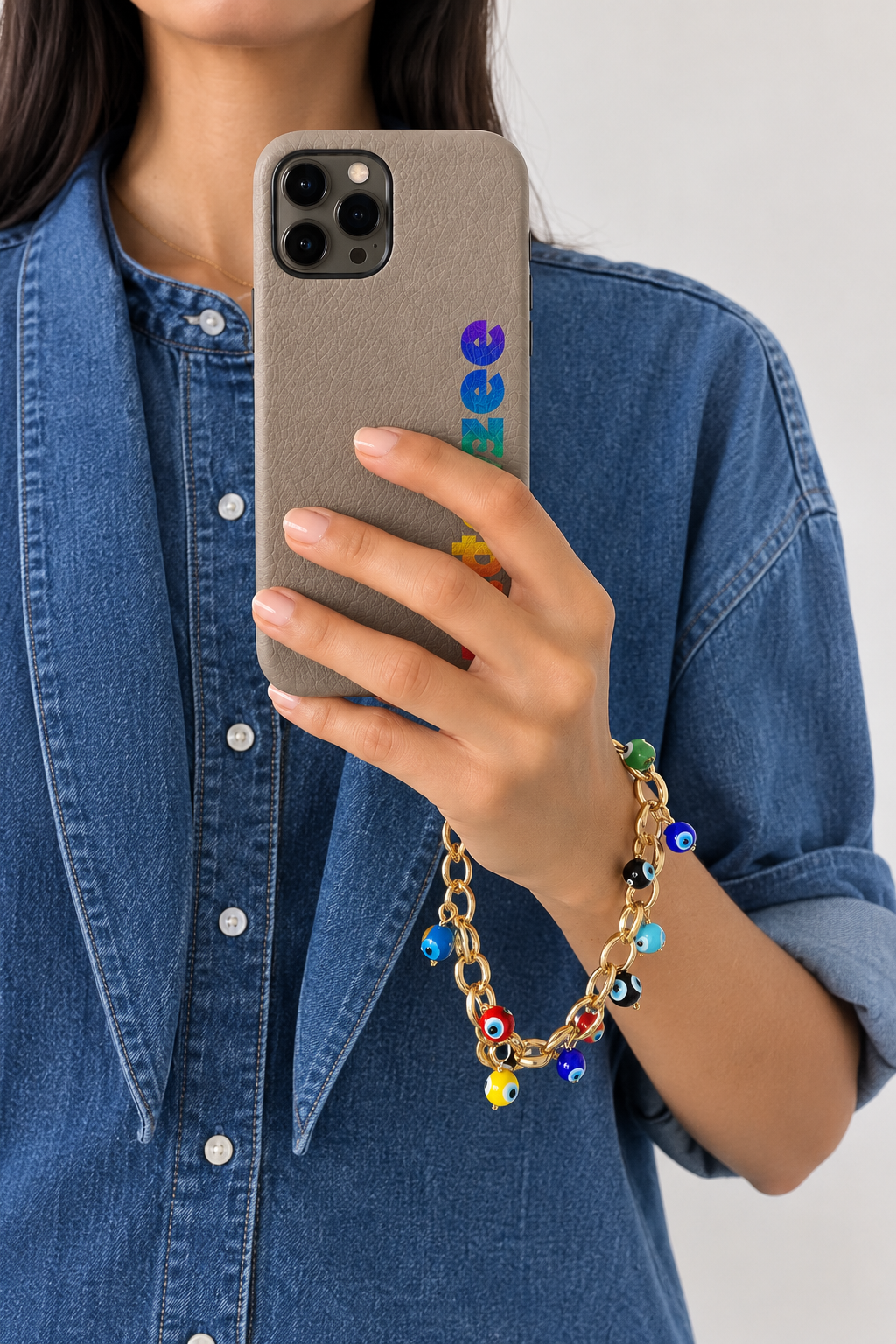Rainbow Evil Eye Charm Wristlet