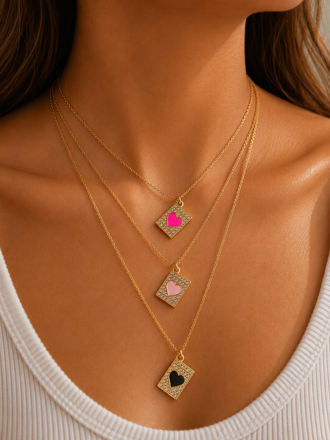 Light Pink Layered heart necklace