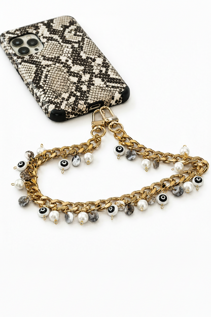 Black & White Evil Eye Charm Wristlet