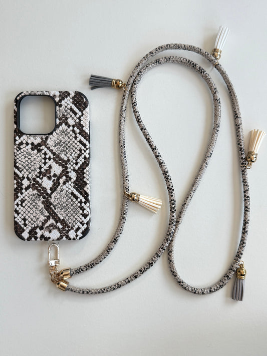 Faux leather Animal Print Crossbody Phone Lanyard