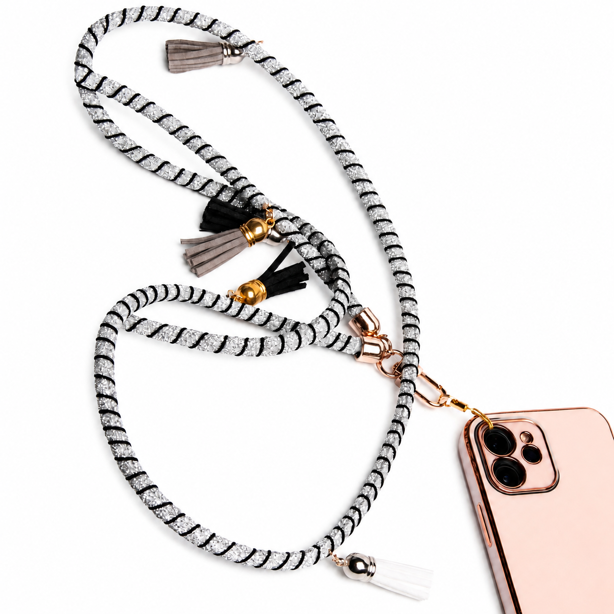 Silver & Black Lanyard