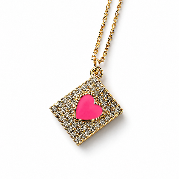 Neon Pink Layered heart necklace