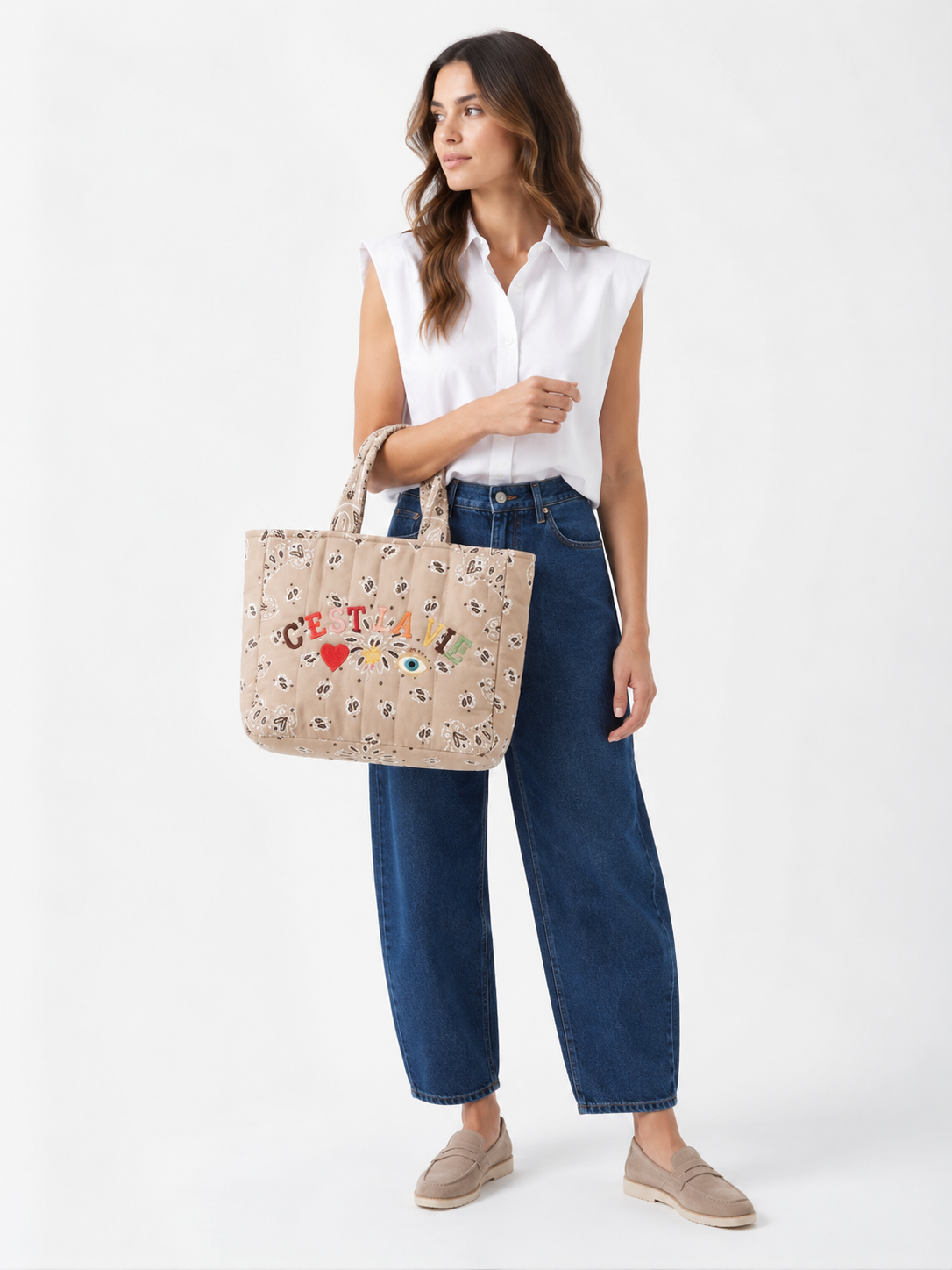 Beige Bandana Tote