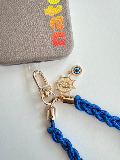 Metallic Braided Strap with Evil Eye Charm - Royal Blue