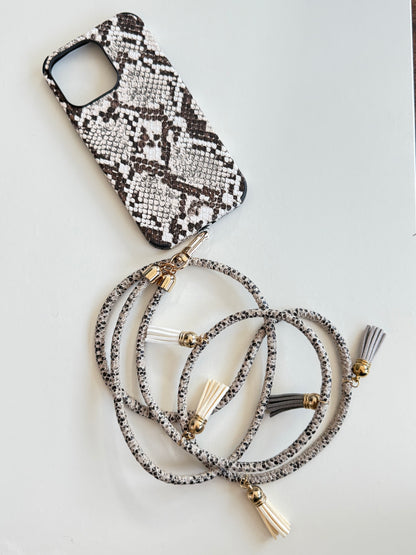 Faux leather Animal Print Crossbody Phone Lanyard