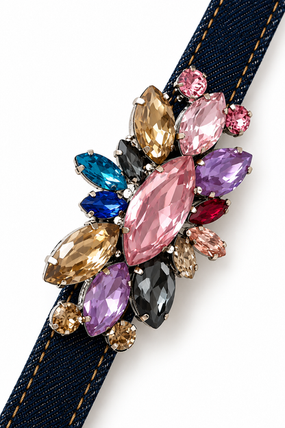 Denim Rhinestone Multi Wristlet