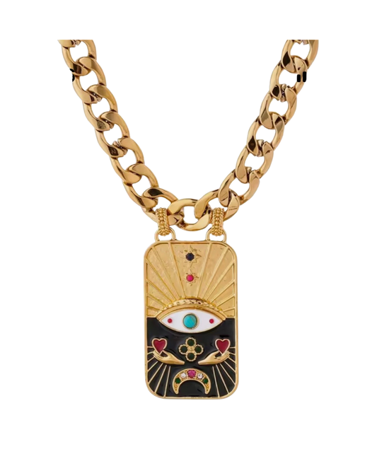 Black Evil Eye Medallion Pendent