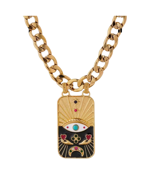 Black Evil Eye Medallion Pendent