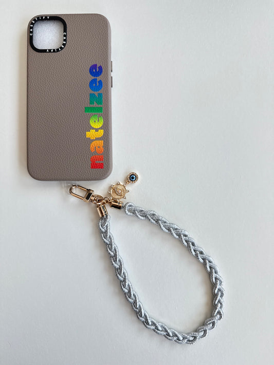 Metallic Braided Strap with Evil Eye Charm - Silver