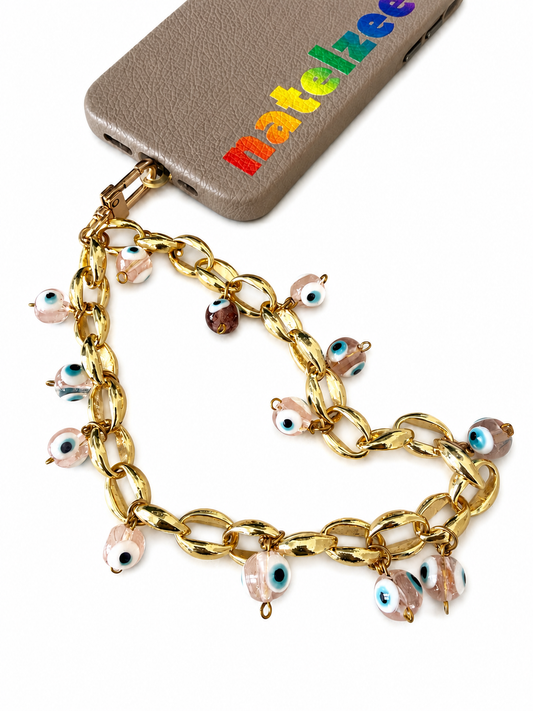 Champagne Evil Eye Charm Wristlet