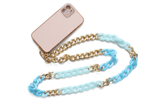 Acrylic Linked Crossbody Phone Lanyard - Sky Blue