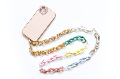 Acrylic Linked Crossbody Phone Lanyard - Multi Metal