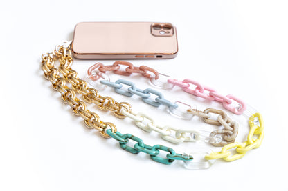 Acrylic Linked Crossbody Phone Lanyard - Multi Metal