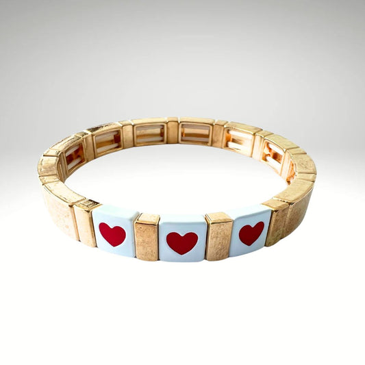 Brass Enamel Bracelets - Hearts