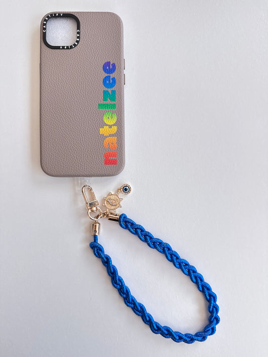 Metallic Braided Strap with Evil Eye Charm - Royal Blue