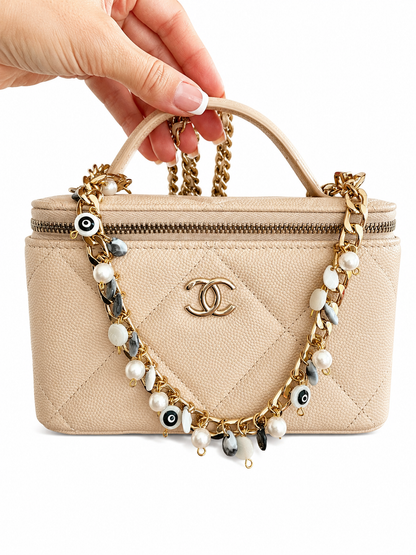 Black & White Evil Eye Charm Wristlet