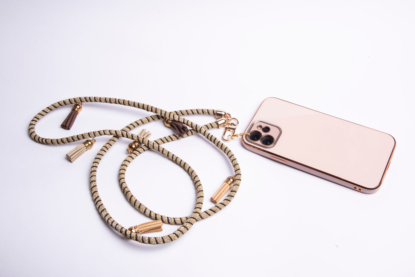 Foam Wrapped Crossbody Phone Lanyard - Gold and black