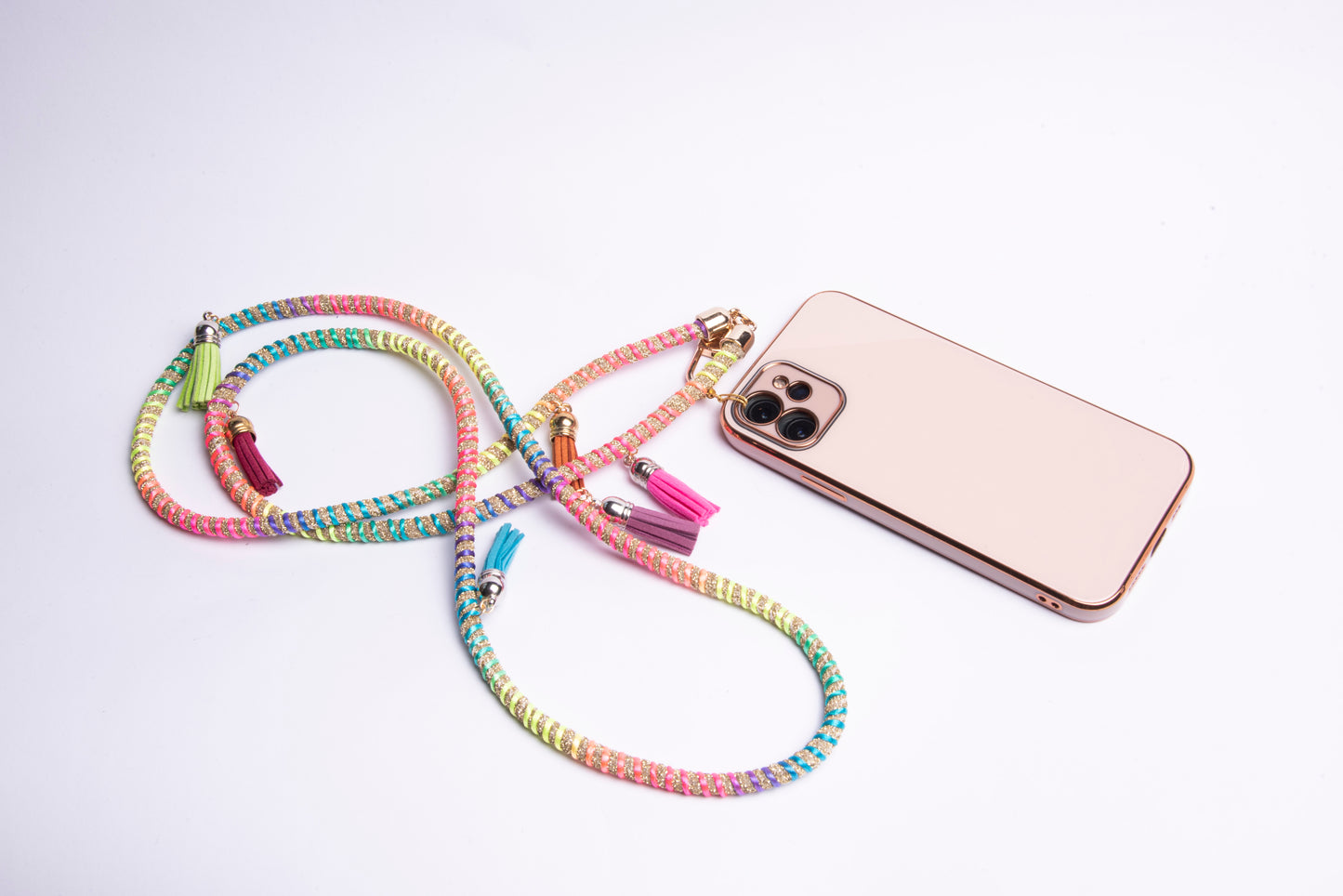 Foam Wrapped Crossbody Phone Lanyard - Gold and Neon