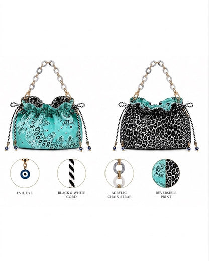 Turquoise Reversible Bandana Bag