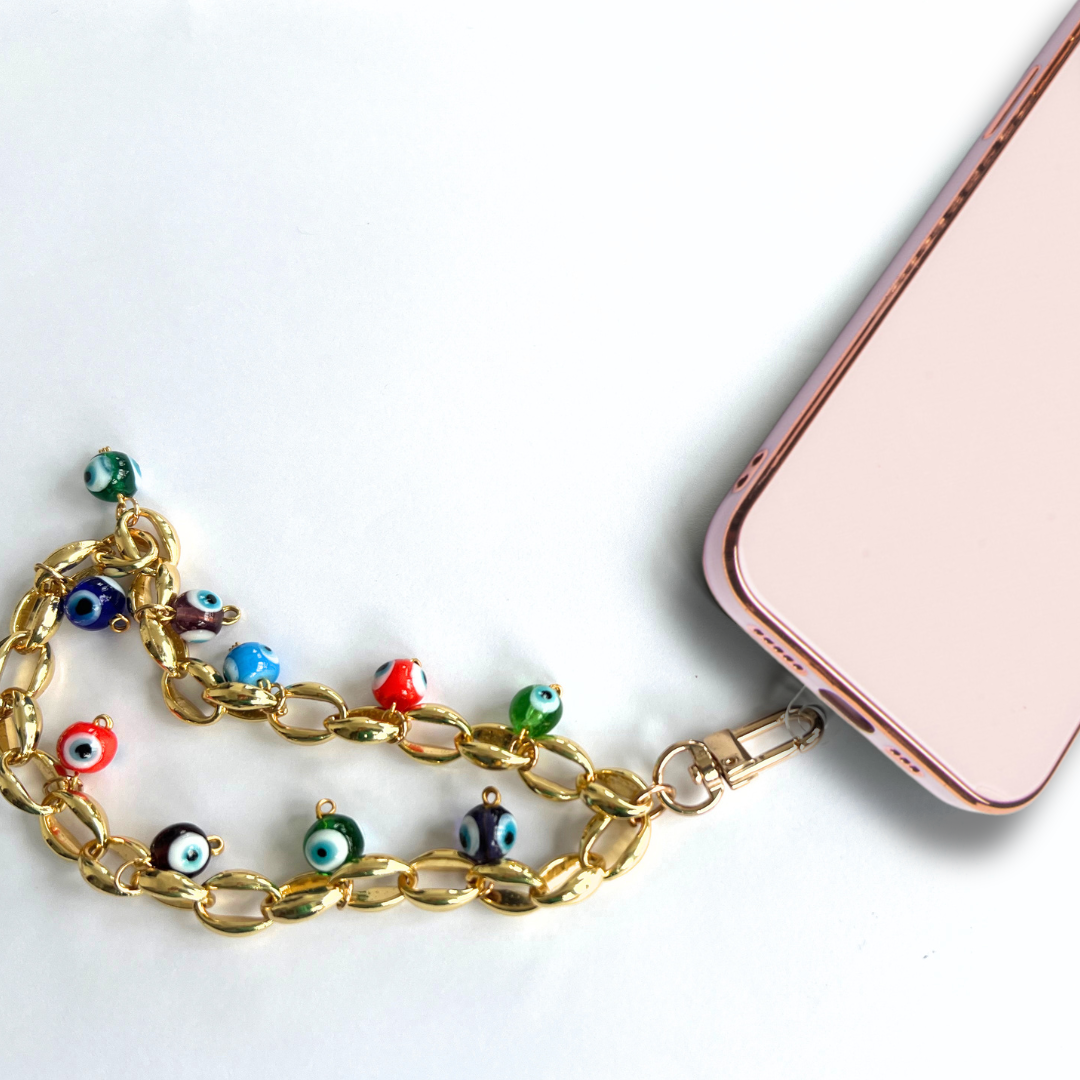 Gold Plated Link With Rainbow Baubles