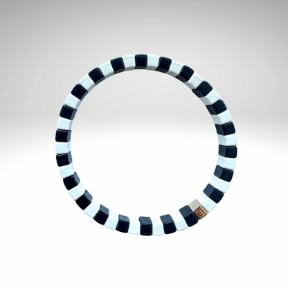 Brass Enamel Bracelet - Black and White