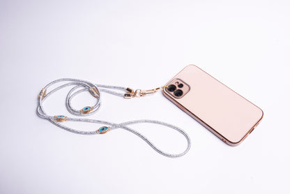 Metallic Corded Crossbody Phone Lanyard - Silver