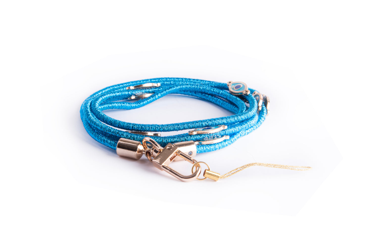 Metallic Corded Crossbody Phone Lanyard - Blue