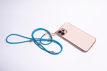 Metallic Corded Crossbody Phone Lanyard - Blue