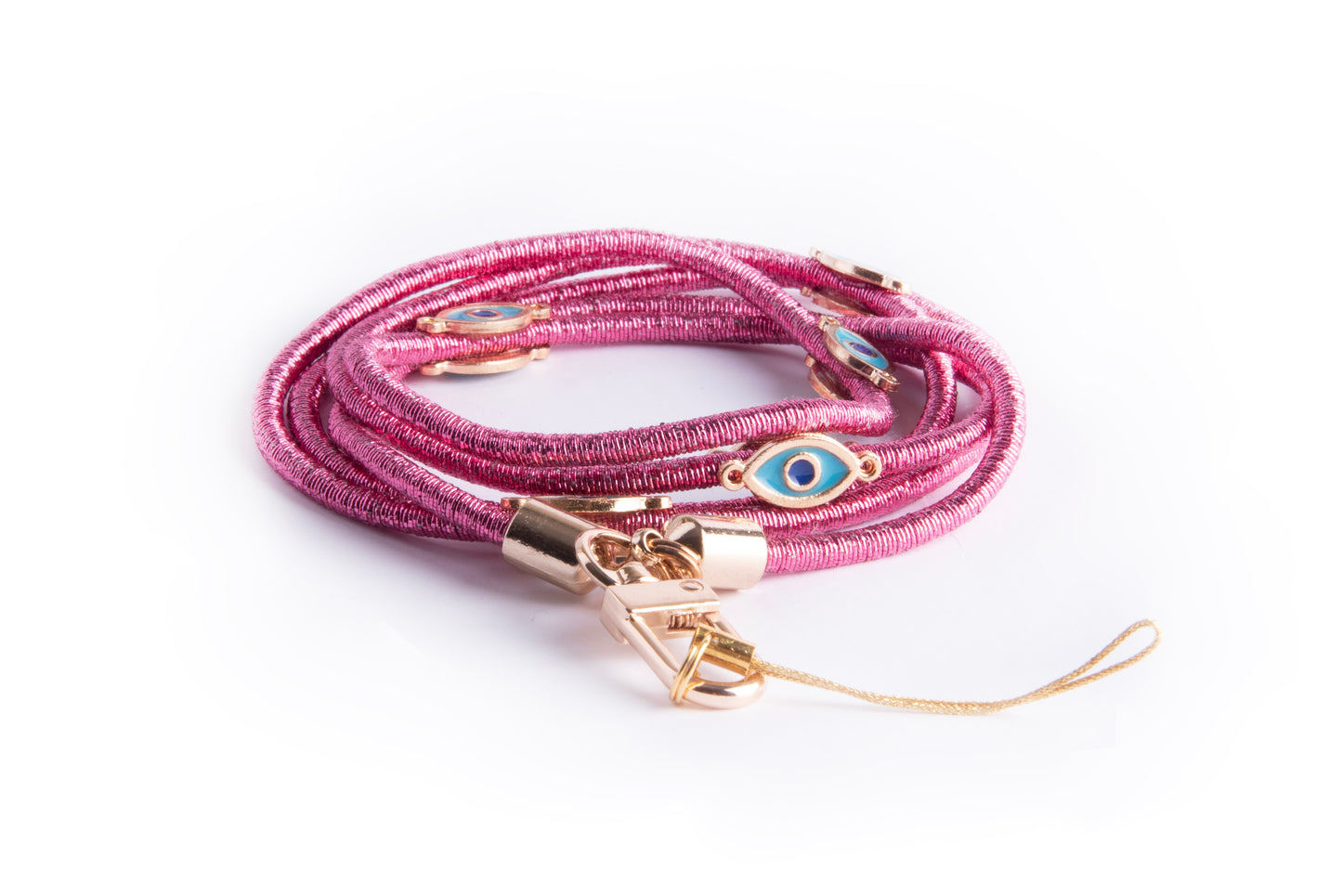 Metallic Corded Crossbody Phone Lanyard - Pink