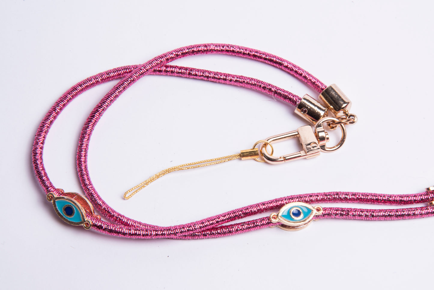 Metallic Corded Crossbody Phone Lanyard - Pink