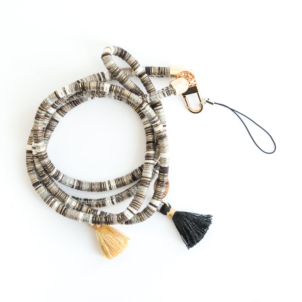 Organic Cotton Crossbody Phone Lanyard - Grey