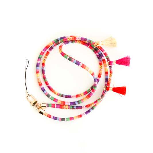 Organic Cotton Crossbody Phone Lanyard - Rainbow