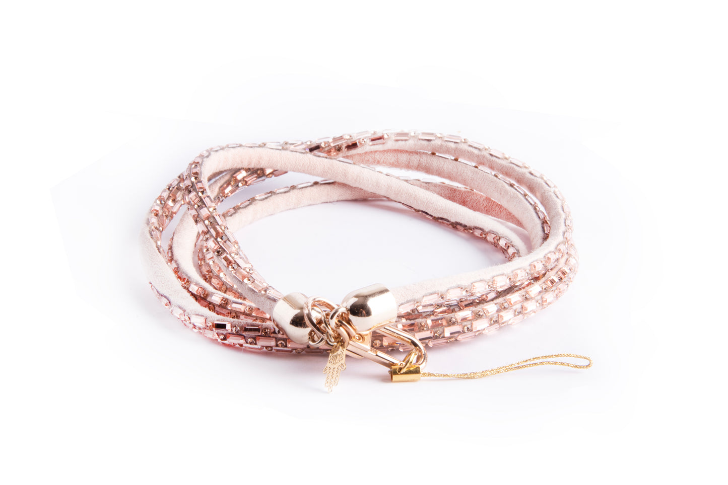 Baguette Crystal Crossbody Phone Lanyard - Rose