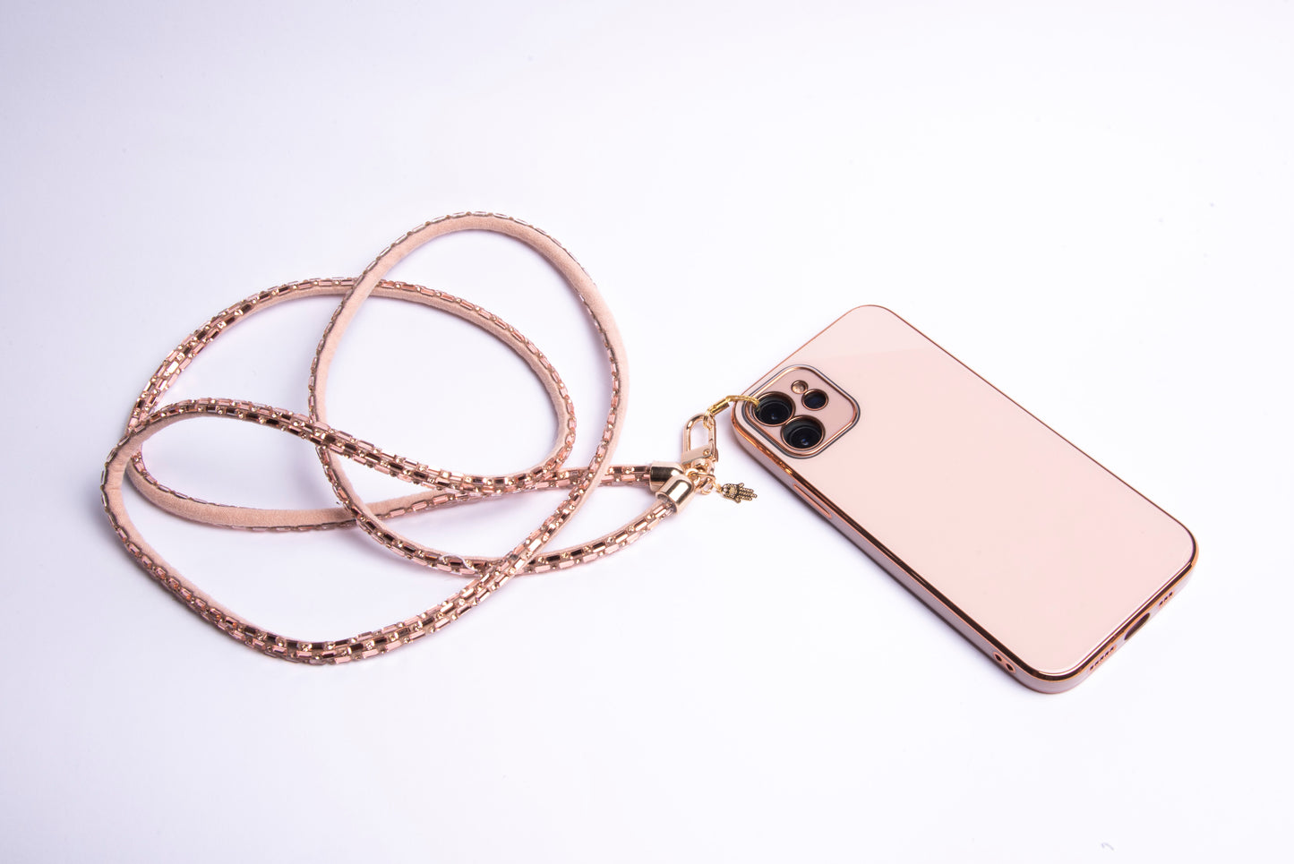 Baguette Crystal Crossbody Phone Lanyard - Rose