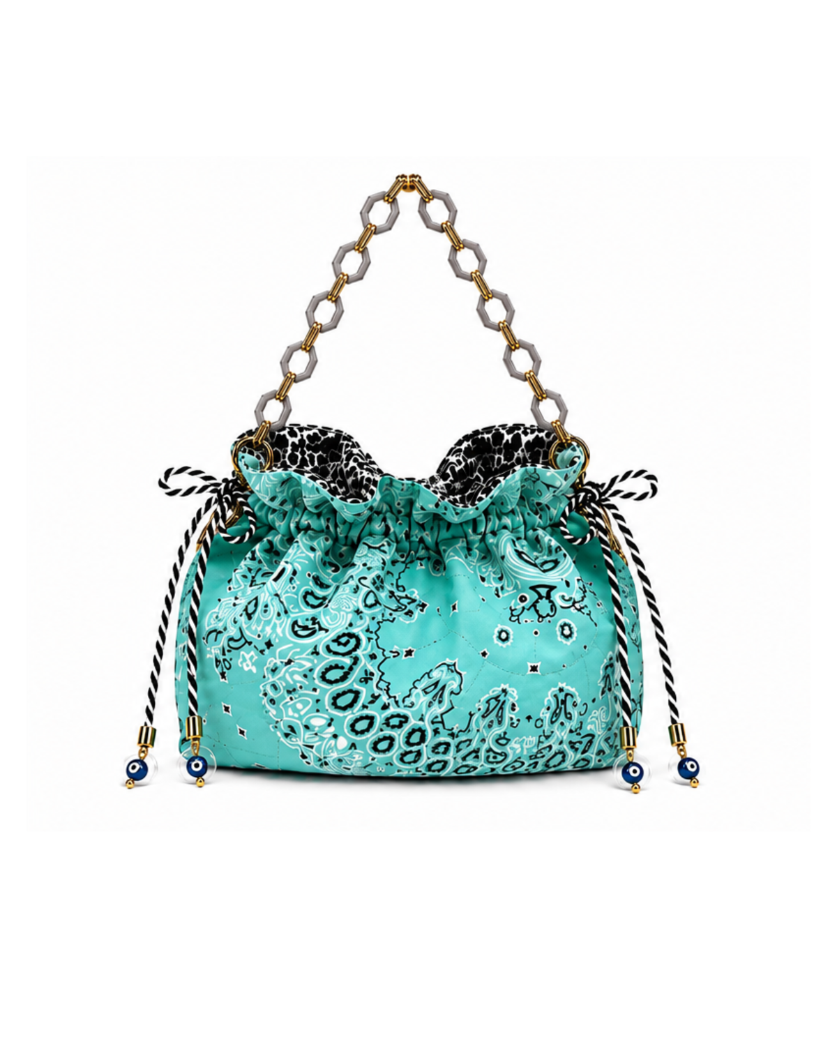 Turquoise Reversible Bandana Bag